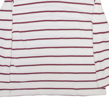 CHAPS Mens Polo Shirt White Striped Long Sleeve L