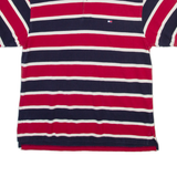 TOMMY HILFIGER Mens Polo Shirt Red Striped L