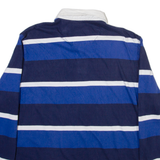 CHAPS Mens Polo Shirt Blue Striped Long Sleeve L