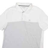 CALVIN KLEIN Mens Polo Shirt White Striped M