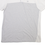 CALVIN KLEIN Mens Polo Shirt White Striped M