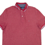 TOMMY HILFIGER Mens Polo Shirt Red Striped L