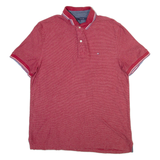 TOMMY HILFIGER Mens Polo Shirt Red Striped L