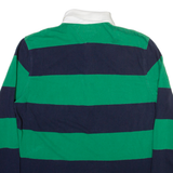 TOMMY HILFIGER Mens Polo Shirt Grey Striped Long Sleeve L