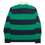 TOMMY HILFIGER Mens Polo Shirt Grey Striped Long Sleeve L