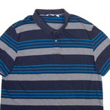 CALVIN KLEIN Mens Polo Shirt Blue Striped XL