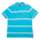 CHAPS Mens Polo Shirt Blue Striped L