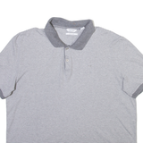 CALVIN KLEIN Mens Polo Shirt Grey Striped L