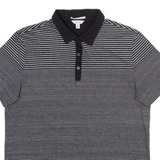 CALVIN KLEIN Mens Polo Shirt Black Striped L