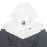 NIKE Cropped 1/2 zip Womens Windbreaker Jacket Black Hooded Colourblock L