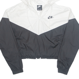 NIKE Cropped 1/2 zip Womens Windbreaker Jacket Black Hooded Colourblock L