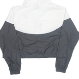 NIKE Cropped 1/2 zip Womens Windbreaker Jacket Black Hooded Colourblock L