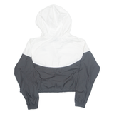 NIKE Cropped 1/2 zip Womens Windbreaker Jacket Black Hooded Colourblock L