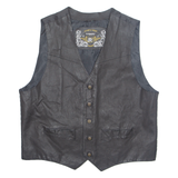 SPORTSWEAR TRAMPER Mens Biker Waistcoat Black Leather 90s XL