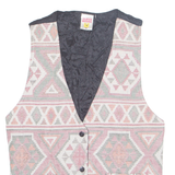 CLOCK HOUSE Womens Blazer Waistcoat Red 90s Crazy Pattern UK 12