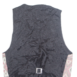 CLOCK HOUSE Womens Blazer Waistcoat Red 90s Crazy Pattern UK 12