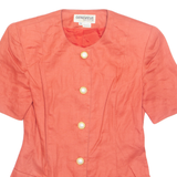 GENEVIEVE Womens Blazer Jacket Orange Linen 90s S