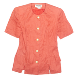 GENEVIEVE Womens Blazer Jacket Orange Linen 90s S