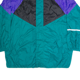 PLAY CREW Mens Shell Jacket Green Hooded Colourblock XL