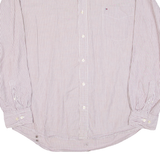 TOMMY HILFIGER Mens Shirt Brown Striped Long Sleeve L