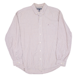 TOMMY HILFIGER Mens Shirt Brown Striped Long Sleeve L