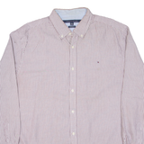 TOMMY HILFIGER Custom Fit Mens Shirt Brown Striped Long Sleeve XL