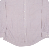 TOMMY HILFIGER Custom Fit Mens Shirt Brown Striped Long Sleeve XL