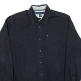 TOMMY HILFIGER Mens Plain Shirt Black Long Sleeve XS