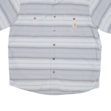 CARHARTT Relaxed Fit Q Mens Worker Shirt Grey Striped L