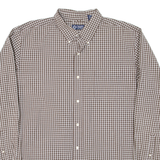 CHAPS Mens Shirt Brown Check Long Sleeve XL