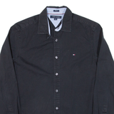 TOMMY HILFIGER Mens Plain Shirt Black Long Sleeve M