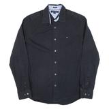 TOMMY HILFIGER Mens Plain Shirt Black Long Sleeve M
