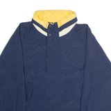 IC Mens Windbreaker Jacket Blue Nylon 90s Hooded L