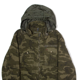 LEVI'S Mens Parka Coat Green Canvas Hooded Camouflage M