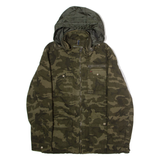 LEVI'S Mens Parka Coat Green Canvas Hooded Camouflage M
