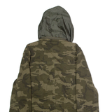 LEVI'S Mens Parka Coat Green Canvas Hooded Camouflage M