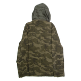 LEVI'S Mens Parka Coat Green Canvas Hooded Camouflage M
