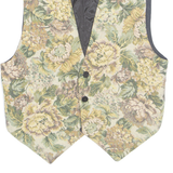 Womens Blazer Waistcoat Beige Viscose 90s Floral L