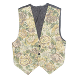 Womens Blazer Waistcoat Beige Viscose 90s Floral L