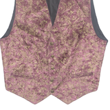 NEW DIRECTION Mens Blazer Waistcoat Maroon 90s Floral XL