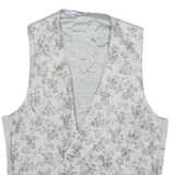 Mens Blazer Waistcoat Grey 90s Floral L
