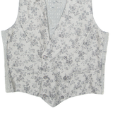Mens Blazer Waistcoat Grey 90s Floral L