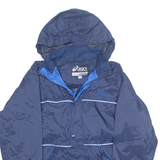 ASICS Mesh Lined Mens Windbreaker Jacket Blue 90s Hooded L