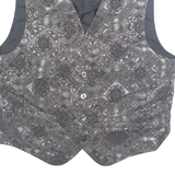 TZIACCO Mens Blazer Waistcoat Grey 90s Crazy Pattern L