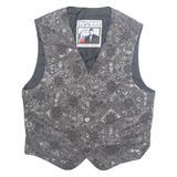 TZIACCO Mens Blazer Waistcoat Grey 90s Crazy Pattern L