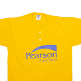 RUSSELL ATHLETIC Mens T-Shirt Yellow Button Neck M