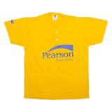 RUSSELL ATHLETIC Mens T-Shirt Yellow Button Neck M