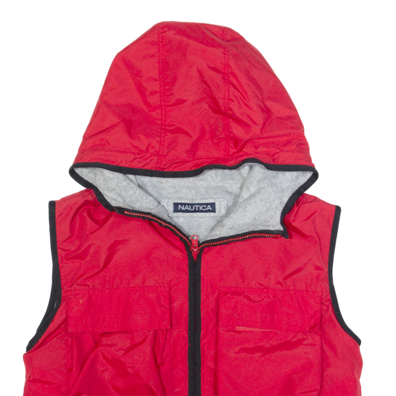 NAUTICA Fleece Lined Womens Gilet Red Hooded S