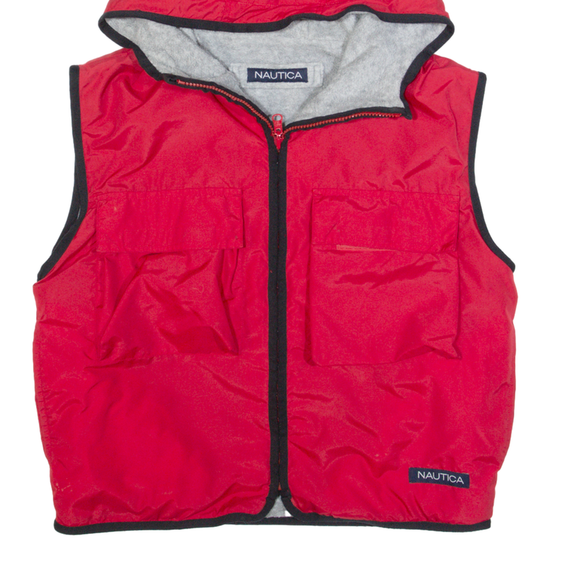 NAUTICA Fleece Lined Womens Gilet Red Hooded S