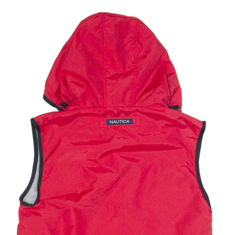 NAUTICA Fleece Lined Womens Gilet Red Hooded S